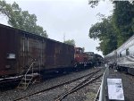 Various boxcars like Swift Refridgerator Line and restored NY Central Rolling Stock on the right 